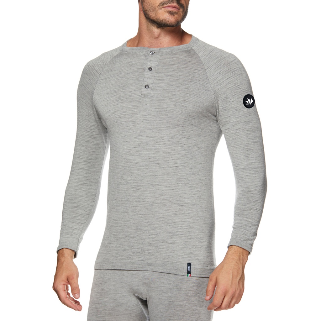 Long sleeve merino V-neck SERAFINO MERINOS grey
