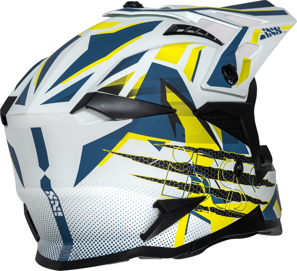 Cross Helmet iXS363 2.0 white matt-blue-yellow fluo